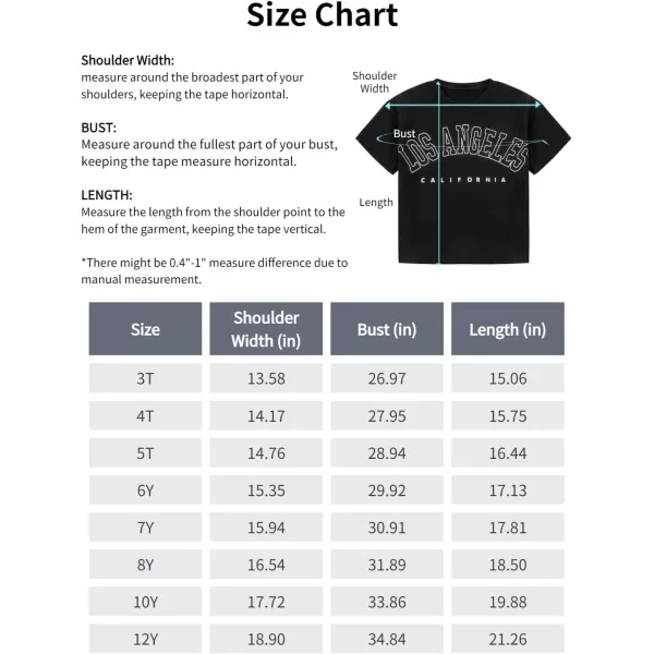 Mebius Girls Toddler Graphic Tees T Shirts Letter Print Summer Casual Short Sleeve Crewneck Preppy Cute Top 3T12YBlack La