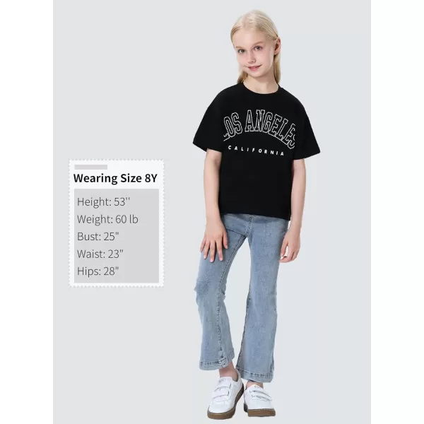 Mebius Girls Toddler Graphic Tees T Shirts Letter Print Summer Casual Short Sleeve Crewneck Preppy Cute Top 3T12YBlack La