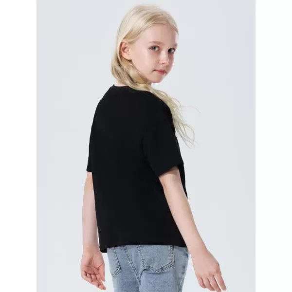 Mebius Girls Toddler Graphic Tees T Shirts Letter Print Summer Casual Short Sleeve Crewneck Preppy Cute Top 3T12YBlack Vibes
