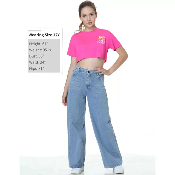 Mebius Girls Toddler Graphic Tees T Shirts Letter Print Summer Casual Short Sleeve Crewneck Preppy Cute Top 3T12YSet 1cropped