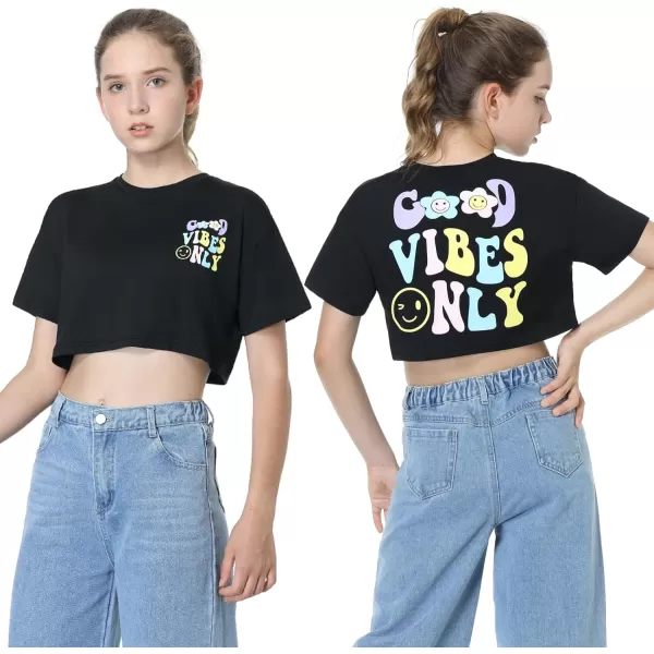 Mebius Girls Toddler Graphic Tees T Shirts Letter Print Summer Casual Short Sleeve Crewneck Preppy Cute Top 3T12YSet 1cropped
