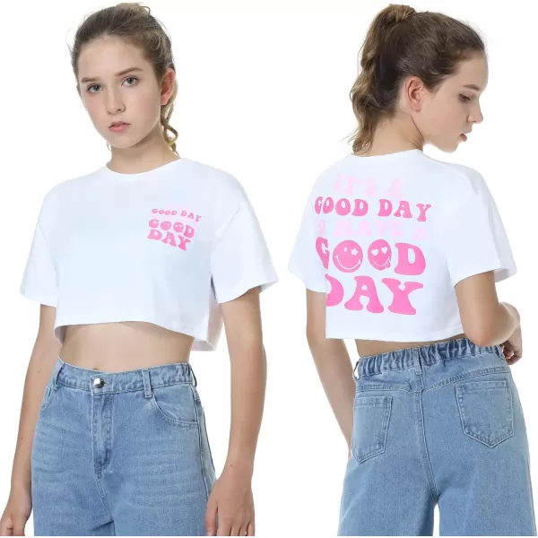 Mebius Girls Toddler Graphic Tees T Shirts Letter Print Summer Casual Short Sleeve Crewneck Preppy Cute Top 3T12YSet 1cropped