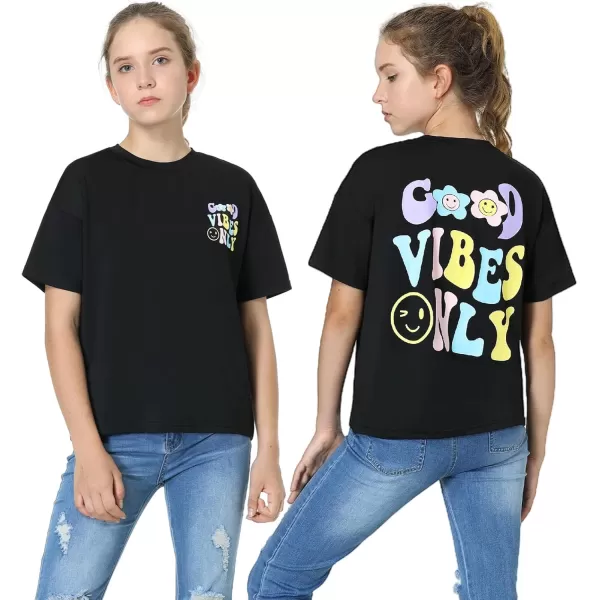 Mebius Girls Toddler Graphic Tees T Shirts Letter Print Summer Casual Short Sleeve Crewneck Preppy Cute Top 3T12YSet 1regular