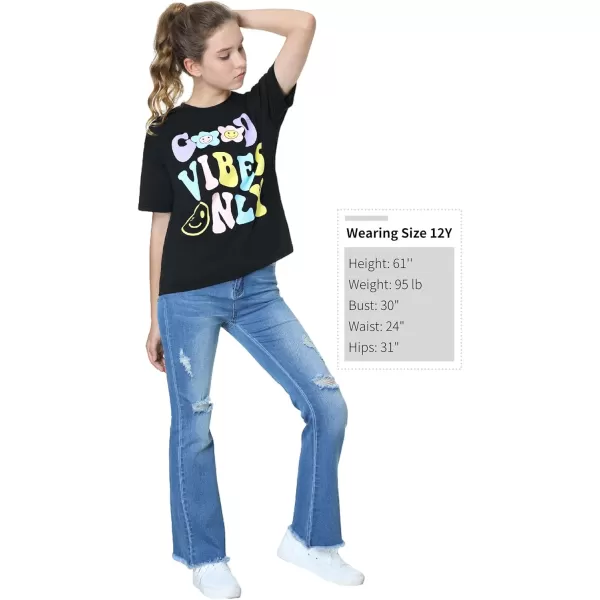 Mebius Girls Toddler Graphic Tees T Shirts Letter Print Summer Casual Short Sleeve Crewneck Preppy Cute Top 3T12YSet 2regular