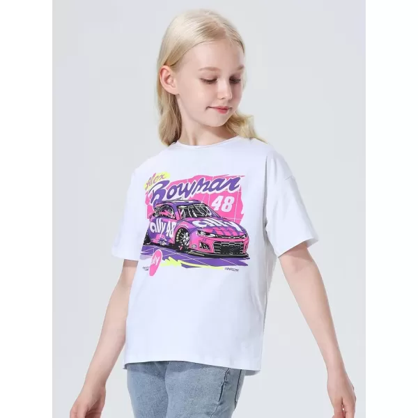 Mebius Girls Toddler Graphic Tees T Shirts Letter Print Summer Casual Short Sleeve Crewneck Preppy Cute Top 3T12YWhite Car