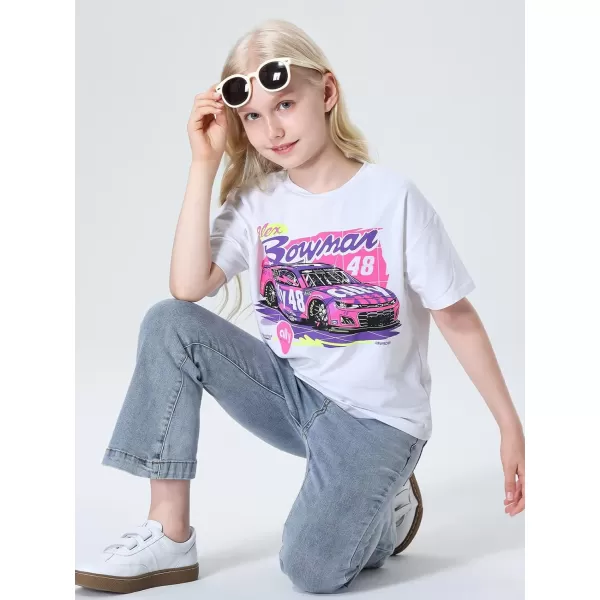 Mebius Girls Toddler Graphic Tees T Shirts Letter Print Summer Casual Short Sleeve Crewneck Preppy Cute Top 3T12YWhite Car