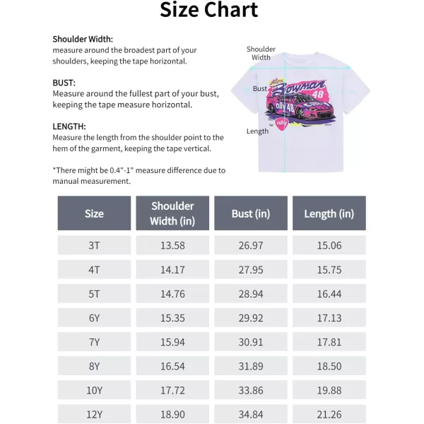 Mebius Girls Toddler Graphic Tees T Shirts Letter Print Summer Casual Short Sleeve Crewneck Preppy Cute Top 3T12YWhite Car
