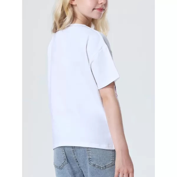Mebius Girls Toddler Graphic Tees T Shirts Letter Print Summer Casual Short Sleeve Crewneck Preppy Cute Top 3T12YWhite Car