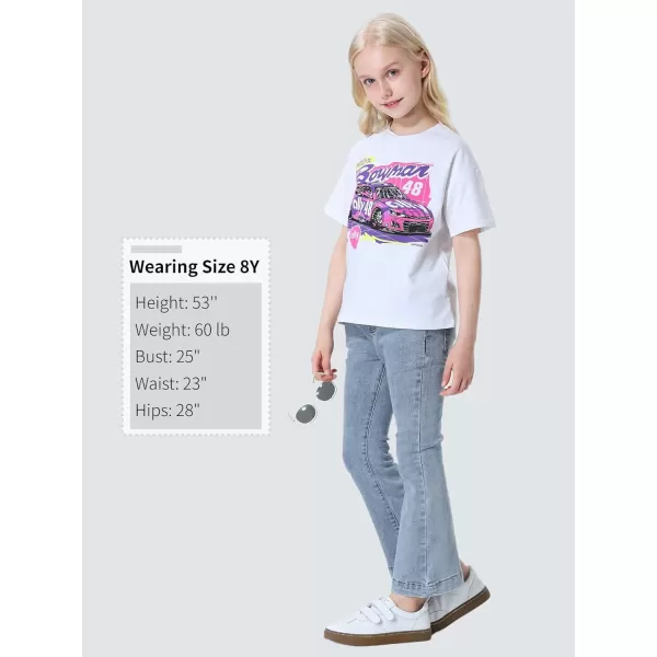 Mebius Girls Toddler Graphic Tees T Shirts Letter Print Summer Casual Short Sleeve Crewneck Preppy Cute Top 3T12YWhite Car