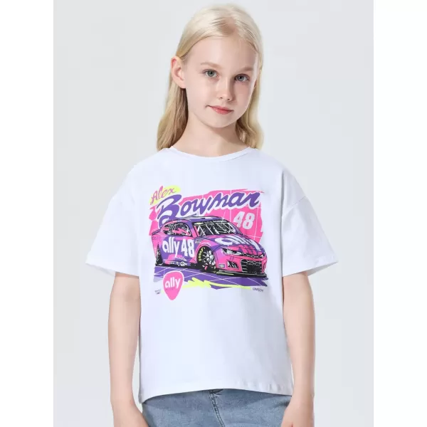 Mebius Girls Toddler Graphic Tees T Shirts Letter Print Summer Casual Short Sleeve Crewneck Preppy Cute Top 3T12YWhite Car