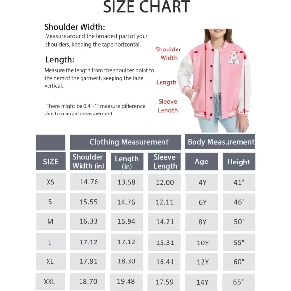 Mebius Girls Varsity Jacket Kids LeatherTweed Letterman Baseball Outerwear Stripe Trim Contrast Sleeve School CoatsPink