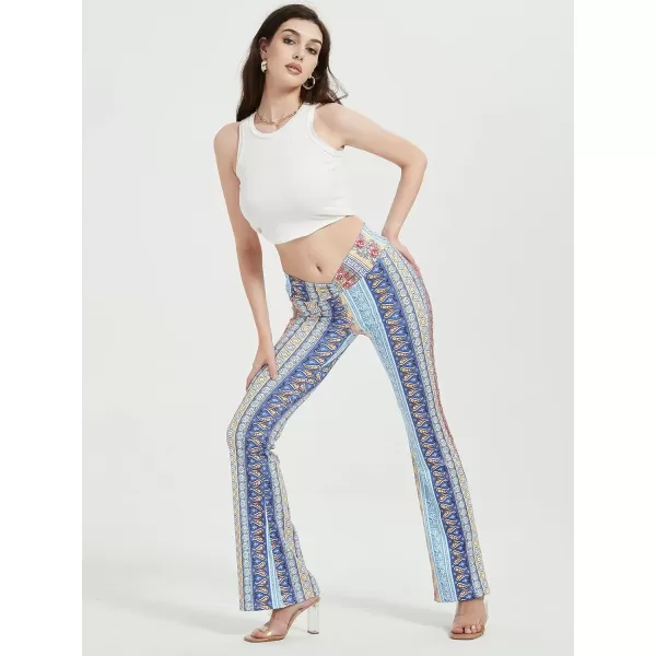 Womens Y2K Pants Flare Leggings Low Rise V Crossover Bootcut Yoga Pants Petite Casual WorkoutBoho Print