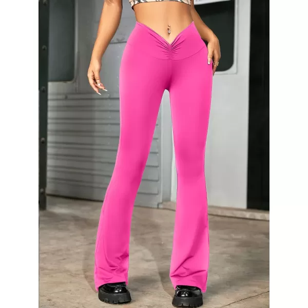 Womens Y2K Pants Flare Leggings Low Rise V Crossover Bootcut Yoga Pants Petite Casual WorkoutPink