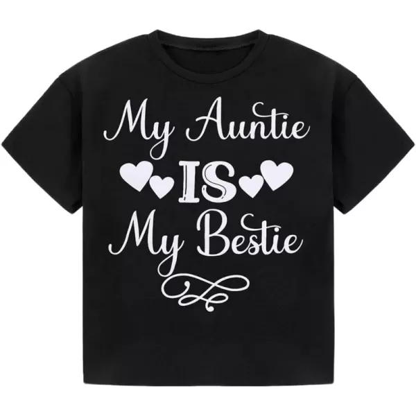 Mebius Girls Toddler Graphic Tees T Shirts Letter Print Summer Casual Short Sleeve Crewneck Preppy Cute Top 3T12YBlack Auntie