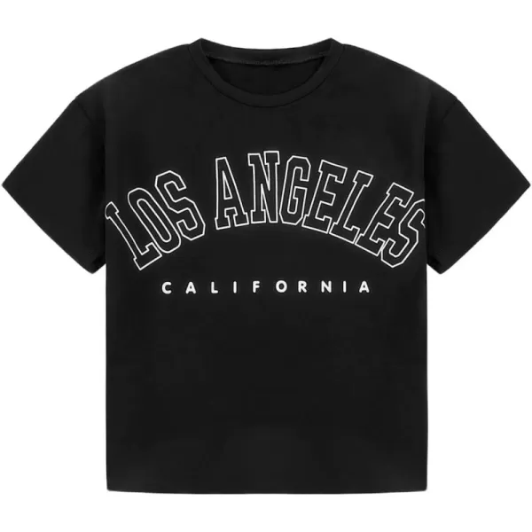Mebius Girls Toddler Graphic Tees T Shirts Letter Print Summer Casual Short Sleeve Crewneck Preppy Cute Top 3T12YBlack La