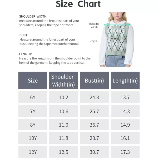 Mebius Girls Cute Preppy Sweater Vest Sleeveless V Neck Knit Casual School Plaid Checkered Strawberry Cropped TopGreen Argyle