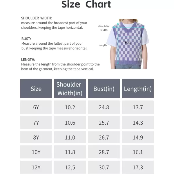 Mebius Girls Cute Preppy Sweater Vest Sleeveless V Neck Knit Casual School Plaid Checkered Strawberry Cropped TopPurple Checkered