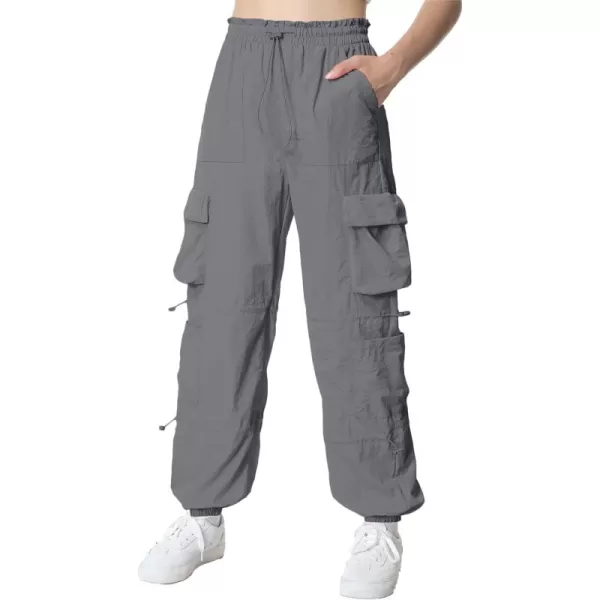 Mebius Girls Cargo Pants Parachute Hiking Joggers Hip Hop Dance with Pockets Baggy Trousers for Kids 814YCgrey