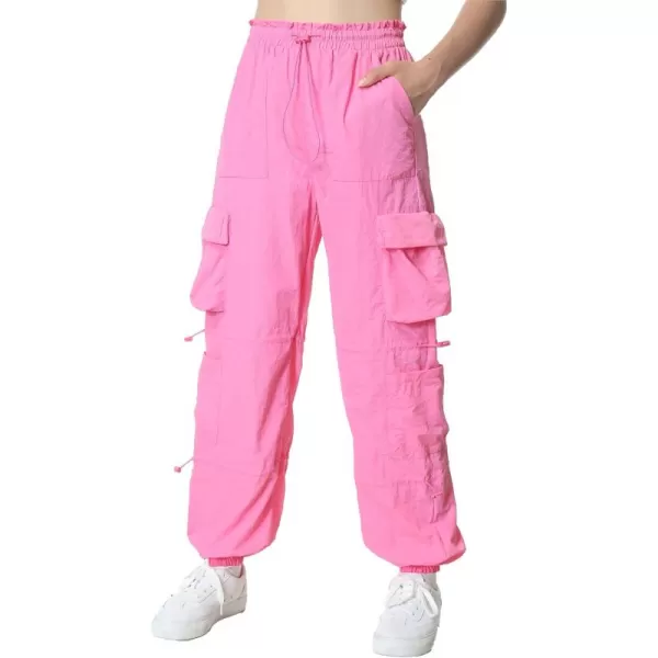 Mebius Girls Cargo Pants Parachute Hiking Joggers Hip Hop Dance with Pockets Baggy Trousers for Kids 814YCpink