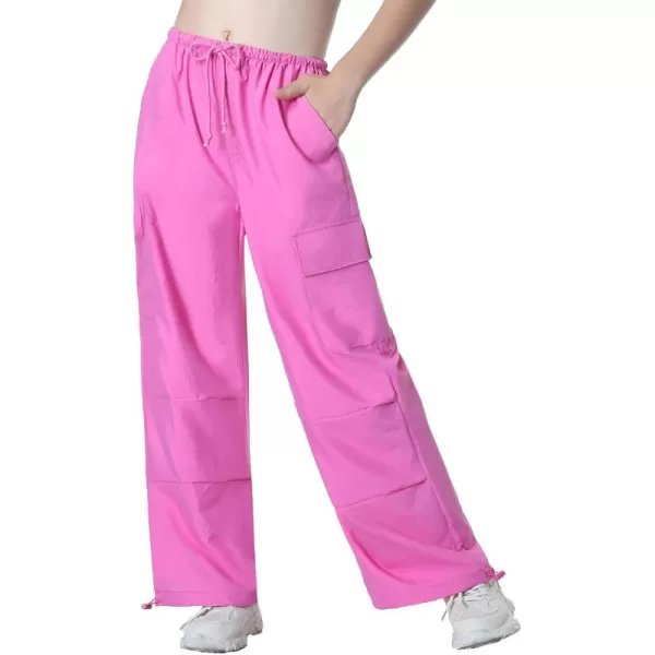 Mebius Girls Cargo Pants Parachute Hiking Joggers Hip Hop Dance with Pockets Baggy Trousers for Kids 814YEpink