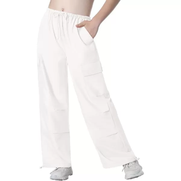 Mebius Girls Cargo Pants Parachute Hiking Joggers Hip Hop Dance with Pockets Baggy Trousers for Kids 814YEwhite