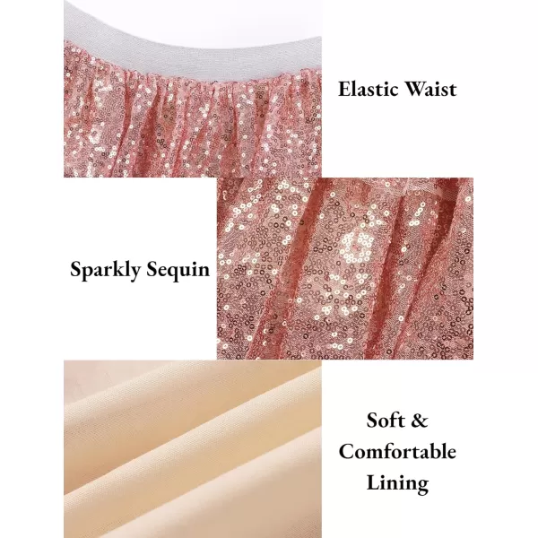 Mebius Girls Sequin Sparkly Skirt Elastic Waist Sparkle Glitter Kids for Party with 612YChampagne Gold