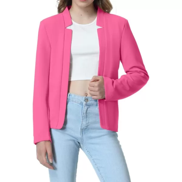 Mebius Girls Blazer Jacket Long Sleeve Notched Collar Open Front Casual Kids Blazers Suit with Inner PocketHot Pinkcropped