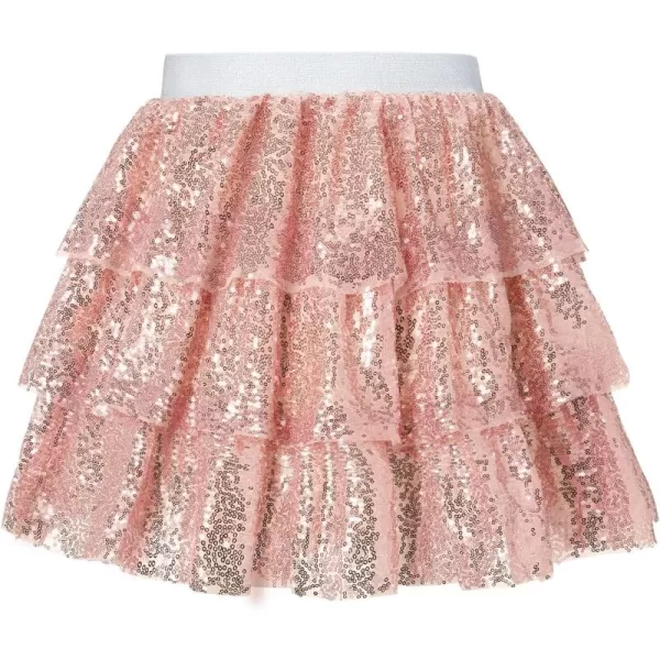 Mebius Girls Sequin Sparkly Skirt Elastic Waist Sparkle Glitter Kids for Party with 612YChampagne Gold