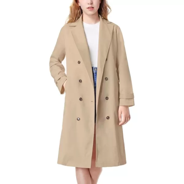 Mebius Girls Trench Coat CroppedLong Double Breasted Lapel Jacket Long Sleeve Casual Outerwear For Kids 612YKhakilong