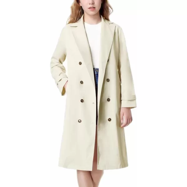 Mebius Girls Trench Coat CroppedLong Double Breasted Lapel Jacket Long Sleeve Casual Outerwear For Kids 612YLight Khakilong