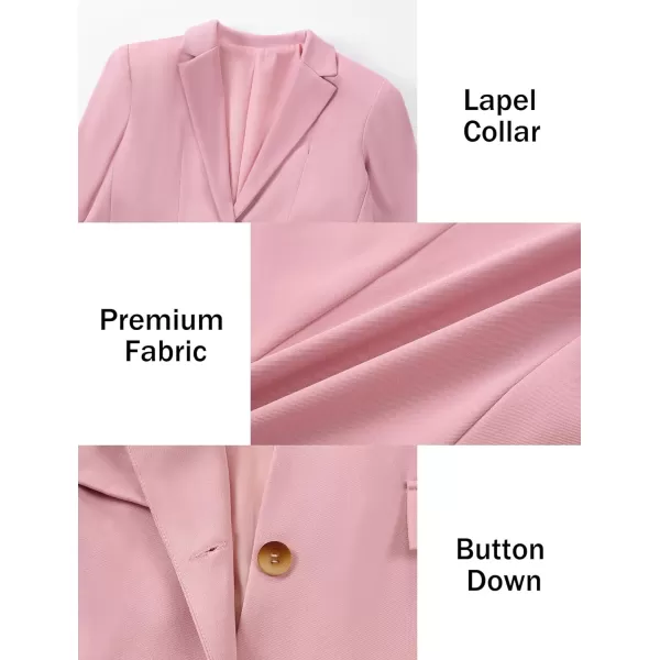 Mebius Girls Blazer Jacket with Inner Pocket Long Sleeve Notched CollarLapel Collar Open Front Casual Kids Blazers SuitPink