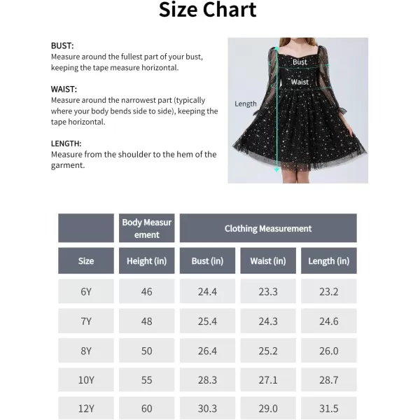 Mebius Girls Mesh Puff Sleeve Sweetheart Neck High Waist Flowy A Line Dress Party Special Occasion 612YBlack Starl
