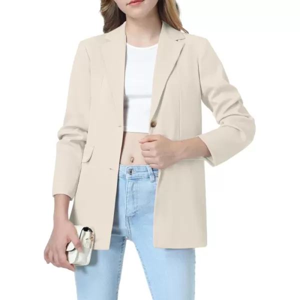 Mebius Girls Blazer Jacket with Inner Pocket Long Sleeve Notched CollarLapel Collar Open Front Casual Kids Blazers SuitKhaki