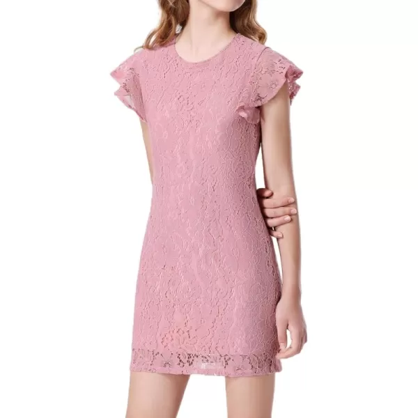 Mebius Girls Floral Lace Bodycon Dress Ruffle Sleeve Pencil Formal Dresses Special Occasion Party Birthday 612YPink