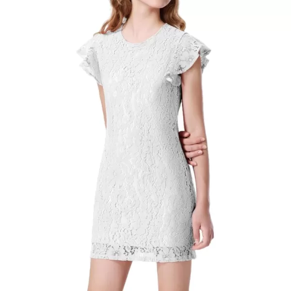 Mebius Girls Floral Lace Bodycon Dress Ruffle Sleeve Pencil Formal Dresses Special Occasion Party Birthday 612YWhite