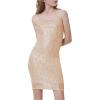 imageMebius Girls Bodycon Sparkly Dress Spaghetti Strap Sequin Party Dance Tight Sleeveless Short Pencil Dresses 814YChampagne