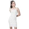 imageMebius Girls Bodycon Sparkly Dress Spaghetti Strap Sequin Party Dance Tight Sleeveless Short Pencil Dresses 814YVelvet Sequin White