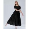 imageMebius Girls Maxi Dress Long Smocked Dresses Swiss Dots Square Neck Short Sleeve Casual Aline Flowy for 612 YearsBlack