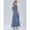imageMebius Girls Maxi Dress Long Smocked Dresses Swiss Dots Square Neck Short Sleeve Casual Aline Flowy for 612 YearsGrey Blue