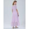 imageMebius Girls Maxi Dress Long Smocked Dresses Swiss Dots Square Neck Short Sleeve Casual Aline Flowy for 612 YearsLavender