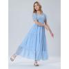 imageMebius Girls Maxi Dress Long Smocked Dresses Swiss Dots Square Neck Short Sleeve Casual Aline Flowy for 612 YearsLight Blue