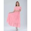 imageMebius Girls Maxi Dress Long Smocked Dresses Swiss Dots Square Neck Short Sleeve Casual Aline Flowy for 612 YearsLight Pink