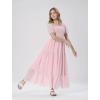 imageMebius Girls Maxi Dress Long Smocked Dresses Swiss Dots Square Neck Short Sleeve Casual Aline Flowy for 612 YearsPink