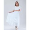 imageMebius Girls Maxi Dress Long Smocked Dresses Swiss Dots Square Neck Short Sleeve Casual Aline Flowy for 612 YearsWhite