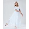 imageMebius Girls Maxi Dress Long Smocked Dresses Swiss Dots Square Neck Short Sleeve Casual Aline Flowy for 612 YearsWhite
