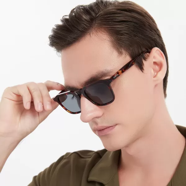 CARFIA Acetate Polarized Mens Sunglasses UV Protection Retro Fashion Cool Glasses for Driving Golf Fishing CA53521 Tortoise Frame Grey Lens