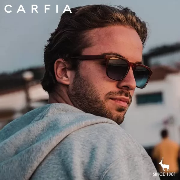 CARFIA Acetate Polarized Mens Sunglasses UV Protection Retro Fashion Cool Glasses for Driving Golf Fishing CA53524 Black Frame Grey Lens