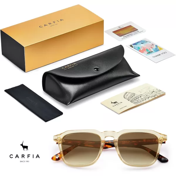 CARFIA Acetate Polarized Mens Sunglasses UV Protection Retro Fashion Cool Glasses for Driving Golf Fishing CA53525 Brown Frame Brown Gradient Lens