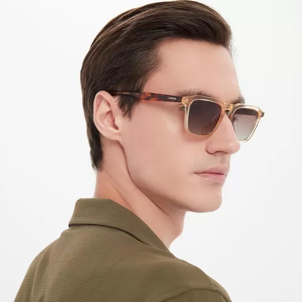 CARFIA Acetate Polarized Mens Sunglasses UV Protection Retro Fashion Cool Glasses for Driving Golf Fishing CA53525 Brown Frame Brown Gradient Lens