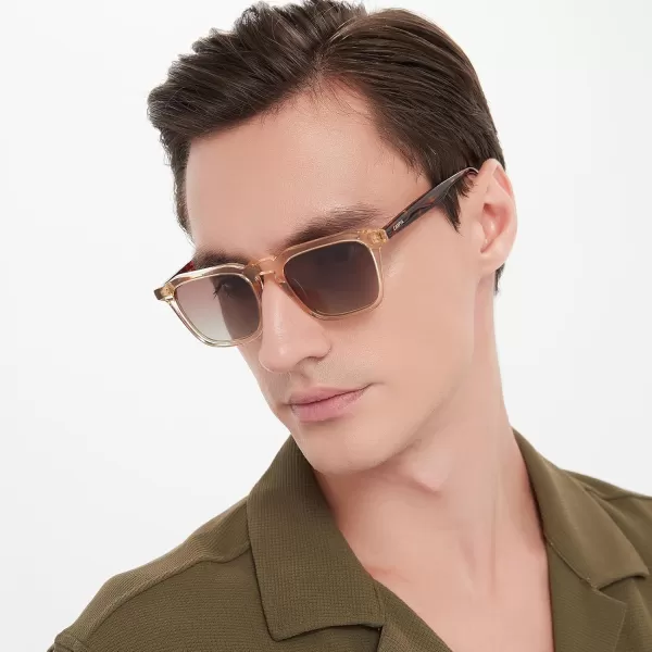 CARFIA Acetate Polarized Mens Sunglasses UV Protection Retro Fashion Cool Glasses for Driving Golf Fishing CA53525 Brown Frame Brown Gradient Lens